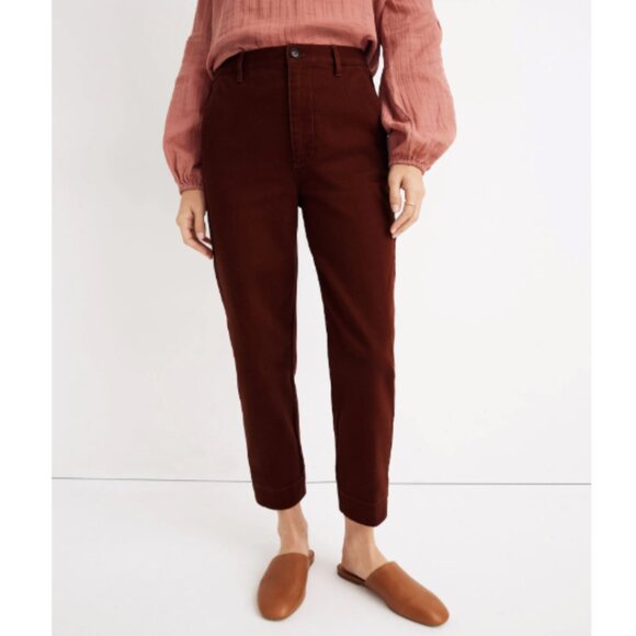 Madewell Burgundy Cropped Tapered Pants - Picture 4 of 7